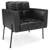 Poltrona Para Sala Pés Metálicos Preto Ana Sintético Pu Preto - Ibiza