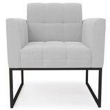 Poltrona Para Sala Base Industrial Preto Ana Bouclé Cinza - Ibiza