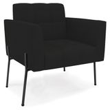 Poltrona Para Sala Pés Metálicos Preto Ana Linho Preto - Ibiza