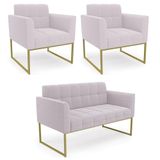 Namoradeira E 2 Poltronas Industrial Dourado Ana Bouclé Rosê - Ibiza