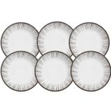 Jogo Pratos De Sobremesa Cerâmica 21cm Kit 6pc Haya Alleanza