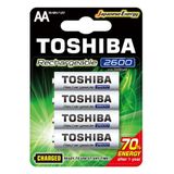 Pilha Recarregável Aa 2600mah Toshiba 4 Unidades