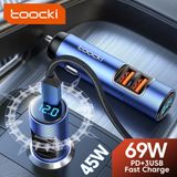 Toocki 3 Portas Car Charger 65w Para Iphone 13 14 X Xiaomi Rea
