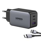 Carregador Turbo Pd Máx. 65w + Cabo Usb Tipo C Suporta Carregamento Rápido Qc Multiproteção Design Compacto