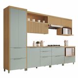 Cozinha 7 Peças Marquesa 7 Portas 7 Gavetas 350cm Mdf Nesher Nature/verde