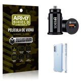Carregador Veicular Turbo Com Capinha Moto G52 E Película 3d