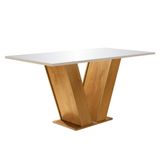 Mesa Para Sala De Jantar 160cm Tampo Em Vidro/mdp Espanha Espresso Móveis Ypê/off White