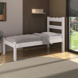 Cama De Solteiro Madeira Maciça Para Colchão 78/88x188cm Multimóveis Cr35254 Branco