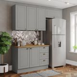 Cozinha Compacta 3 Peças 100% Mdf Com Tampo Americana Cinza/nature