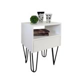 Mesa De Cabeceira Pés Hairpin Estilo Industrial Branco Laca