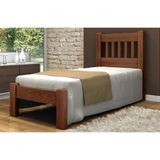 Cama De Solteiro Pérola De Madeira Maciça Angelim Pedra/tauari - Cor Castanho
