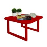 Mesa De Centro Lateral De Apoio Para Sala Estar Square Vermelho Laca