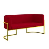 Sofá Namoradeira 2 Lugares Moderna Base Metal Gold Balaqui Vermelho