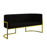 Sofá Namoradeira 2 Lugares Moderna Base Metal Gold Balaqui Preto