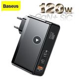 Carregador Rápido De Parede Baseus Gan 120w 2x Usb C + Cabo