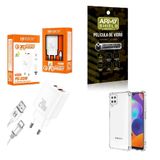 Kit Carregador Turbo 20w + Capinha Samsung M62 + Película 3d