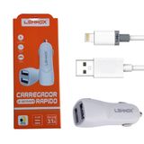Carregador Veicular Rápido 2 Usb Carro E Caminhão 12/24 V
