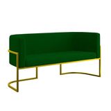 Sofá Namoradeira 2 Lugares Moderna Base Metal Gold Balaqui Verde Verde