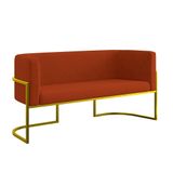 Sofá Namoradeira 2 Lugares Moderna Base Metal Gold Balaqui Terracota