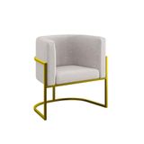Poltrona Cadeira Decorativa Lua Recepção Base De Ferro Gold Bege