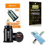 Capa Moto G53 5g + Carregador Veicular Turbo + Película 3d
