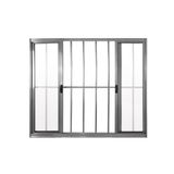 Janela 4 Folhas De Correr C/ Grade 1.00 X 1.00 Alumínio Brilhante Linha Modular - Hale