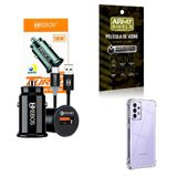 Carregador Veicular + Capinha Samsung A52s5g + Película 3d