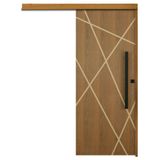 Porta De Correr Agatha Trilho Embutir Pux.barra Chata Preto 82 X 2.10 Lado Esquerdo  Hale