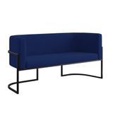 Sofá Namoradeira 2 Lugares Moderna Base Metal Black Balaqui Azul Marinho