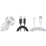 Carregador Automotivo Veicular De Metal Turbo - 3.4a - Carregamento Rápido Cabo Compativel Iphone/ipad Lightning X Xr Xs