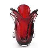 Vaso Em Cristal Murano Vermelho São Marcos 36x27x24cm