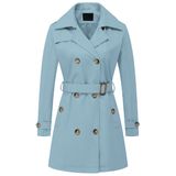 Casaco Social Chrisuno Trench Para Mulheres Impermeável Azul L