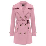 Casaco Feminino Pea Coat Wantdo, De Inverno, De Comprimento Médio, Rosa 2gg