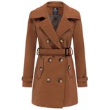 Jaqueta De Inverno Wantdo Trench Coat De Comprimento Médio Com Cinto Coffee L