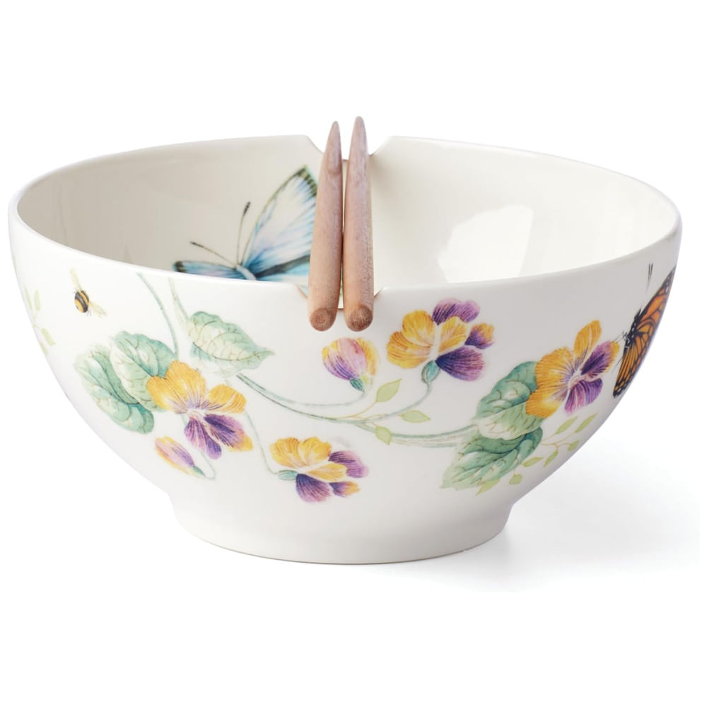 Bowl Com Capacidade De 750ml, Material De Porcelana E Formato Redondo, Inclui 2 Hashi, Lenox 892519, Branca Colorida