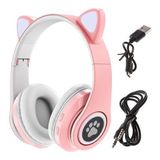 Fone De Ouvido Orelha De Gatinho Gamer Bluetooth - Rosa