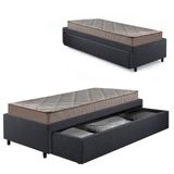 Cama Box Solteiro Com Gaveta 88x188cm Revestida Em Linho Cinza Com Colchão Supreme Gazin