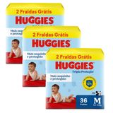 Kit 3 Fraldas Huggies Tripla Proteção Meguinha M - 108 Tiras