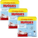 Kit 3 Fraldas Huggies Tripla Proteção Meguinha P - 114 Tiras