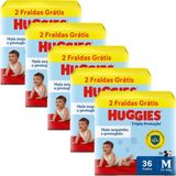 Kit 5 Fraldas Huggies Tripla Proteção Meguinha M - 180 Tiras