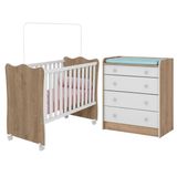 Quarto Bebê Completo Berço De Bebe E Cômoda Com Troca Helena