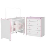 Quarto Bebê Completo Berço De Bebe E Cômoda Com Troca Helena