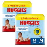 Kit 2 Fraldas Huggies Tripla Proteção Meguinha M - 72 Tiras