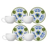 Jogo Xicaras De Café Com Pires 85ml Kit 4pcs Cerâmica Naples