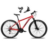Bicicleta Aro 29 Absolute Nero 5 Alumínio 21v Câmbios Shimano Freio A Disco - Vermelho Tam.21
