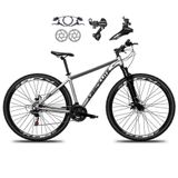 Bicicleta Aro 29 Absolute Nero 5 21v Alumínio Câmbios Shimano Freio Disco Hidráulico Garfo Suspensão - Cinza Tam.19