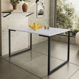 Mesa De Jantar Steel Estilo Industrial Pés De Aço 120x80cm Preto/branco