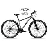 Bicicleta Aro 29 Absolute Nero 5 Alumínio 21v Freio A Disco Hidráulico Garfo Suspensão - Cinza Tam.21