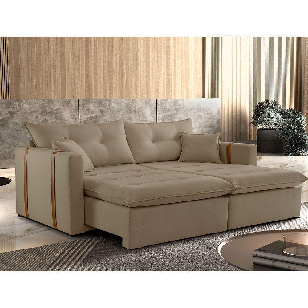 Sofa Cama E Reclinavel Lisboa 1,80m 03 Lugares Txr Bege