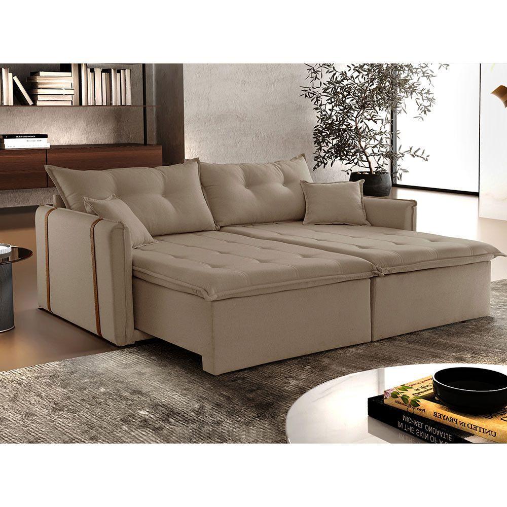 Sofa Cama E Reclinavel São Paulo 2,05m 03 Lugares Txr Bege